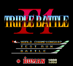 F1 Triple Battle title screen for PC Engine